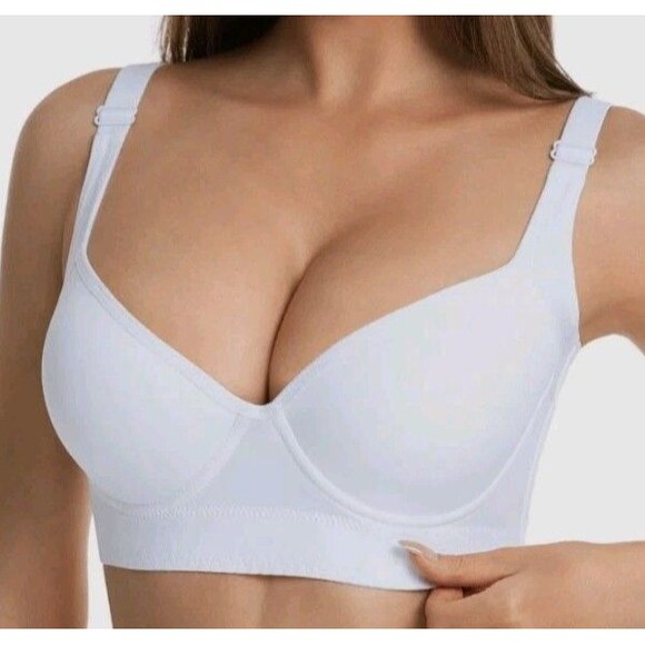 Shapedly Push Up Bra Size 38G White Back Smoothing Wide Band Longline And New - Picture 5 of 6